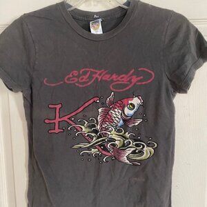 Ed Hardy Koi Fish T-Shirt Women's Size Small